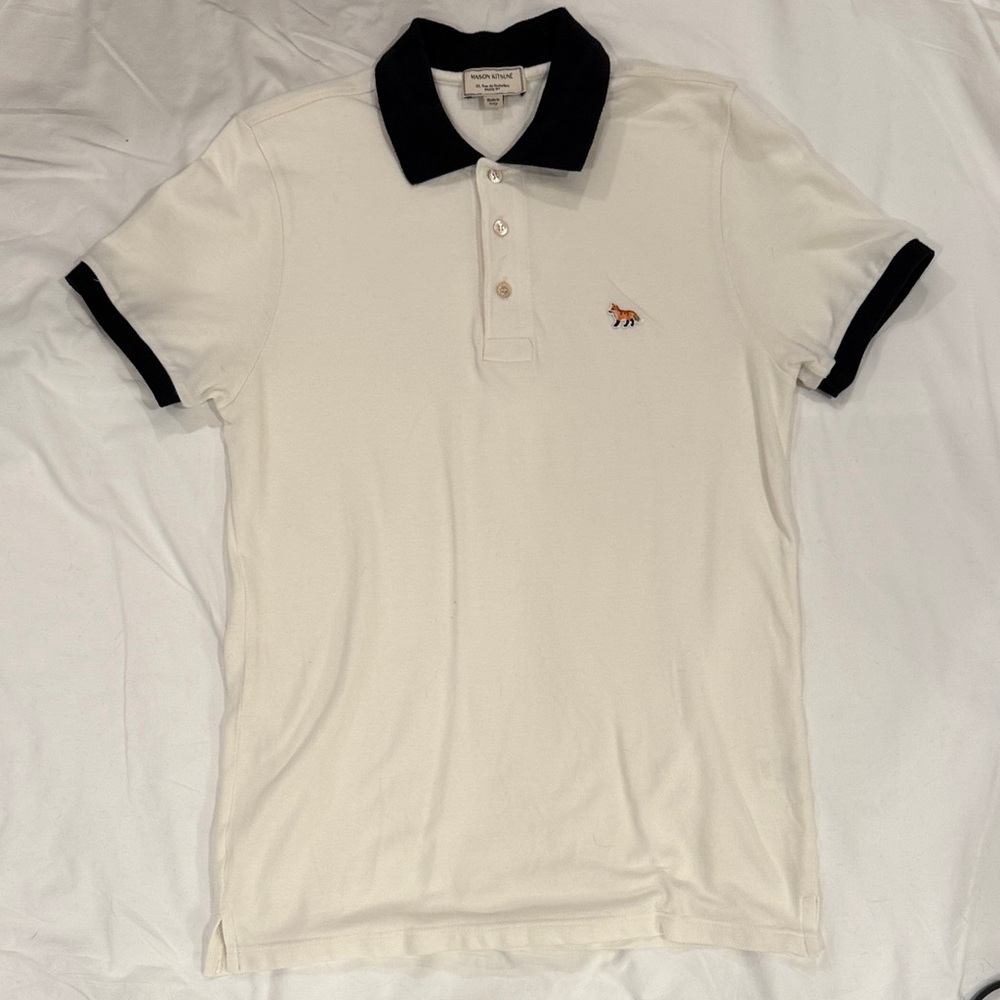 MAISON KITSUNE Cream Polo with Black Trim